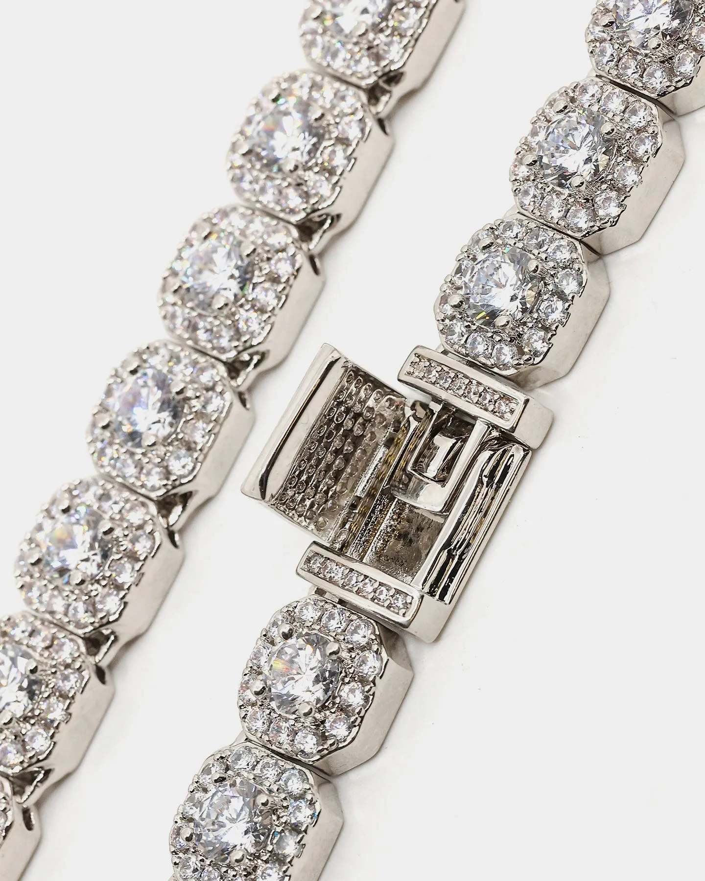 Saint Morta Clustered Tennis Choker 18" Iced White Gold