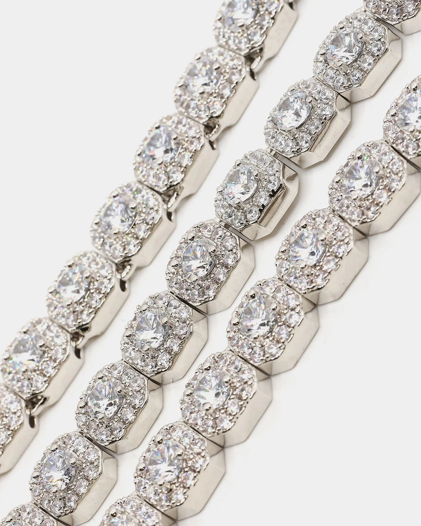 Saint Morta Clustered Tennis Choker 18" Iced White Gold