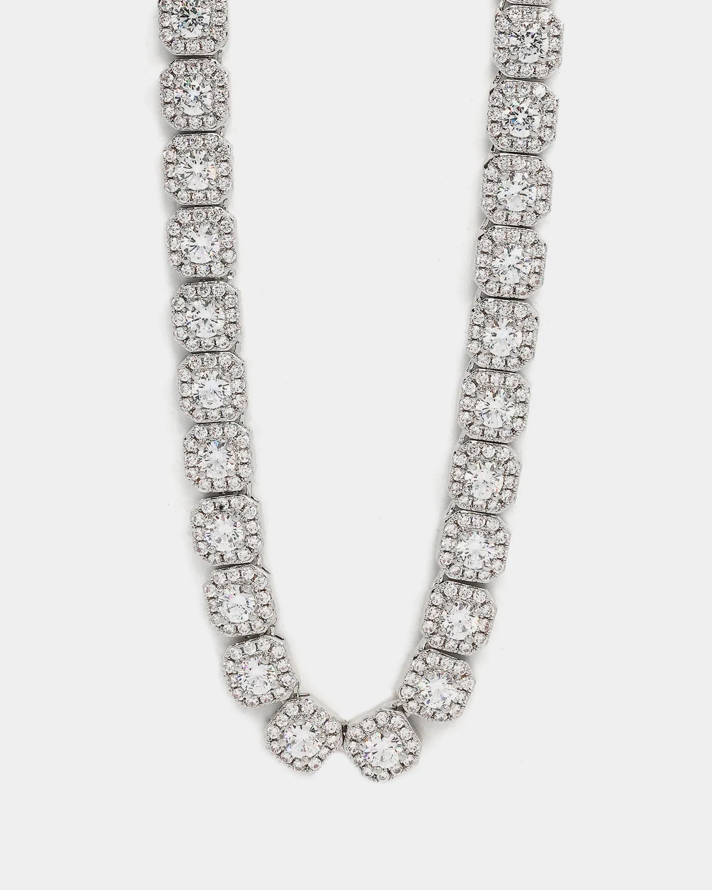 Saint Morta Clustered Tennis Choker 18" Iced White Gold