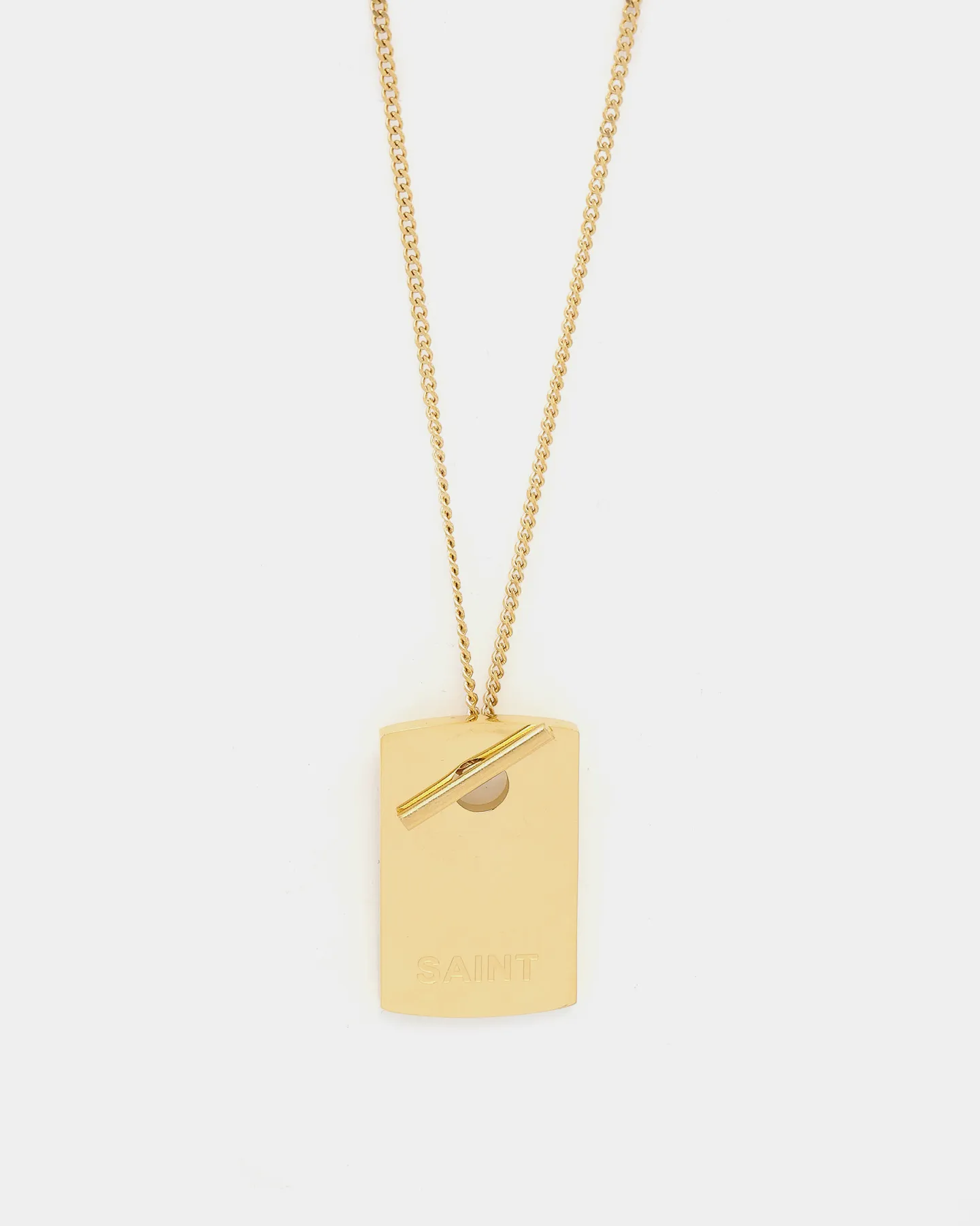 Saint Morta Dog Tag Necklace Gold