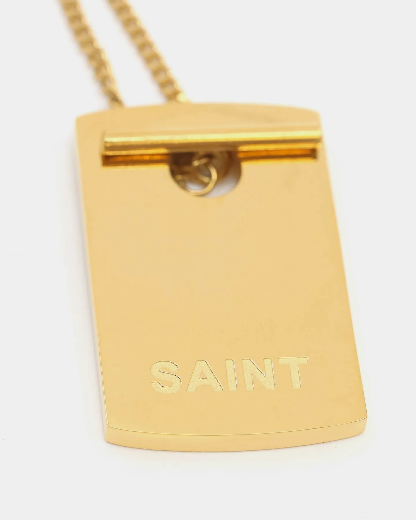 Saint Morta Dog Tag Necklace Gold