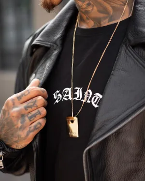 Saint Morta Dog Tag Necklace Gold