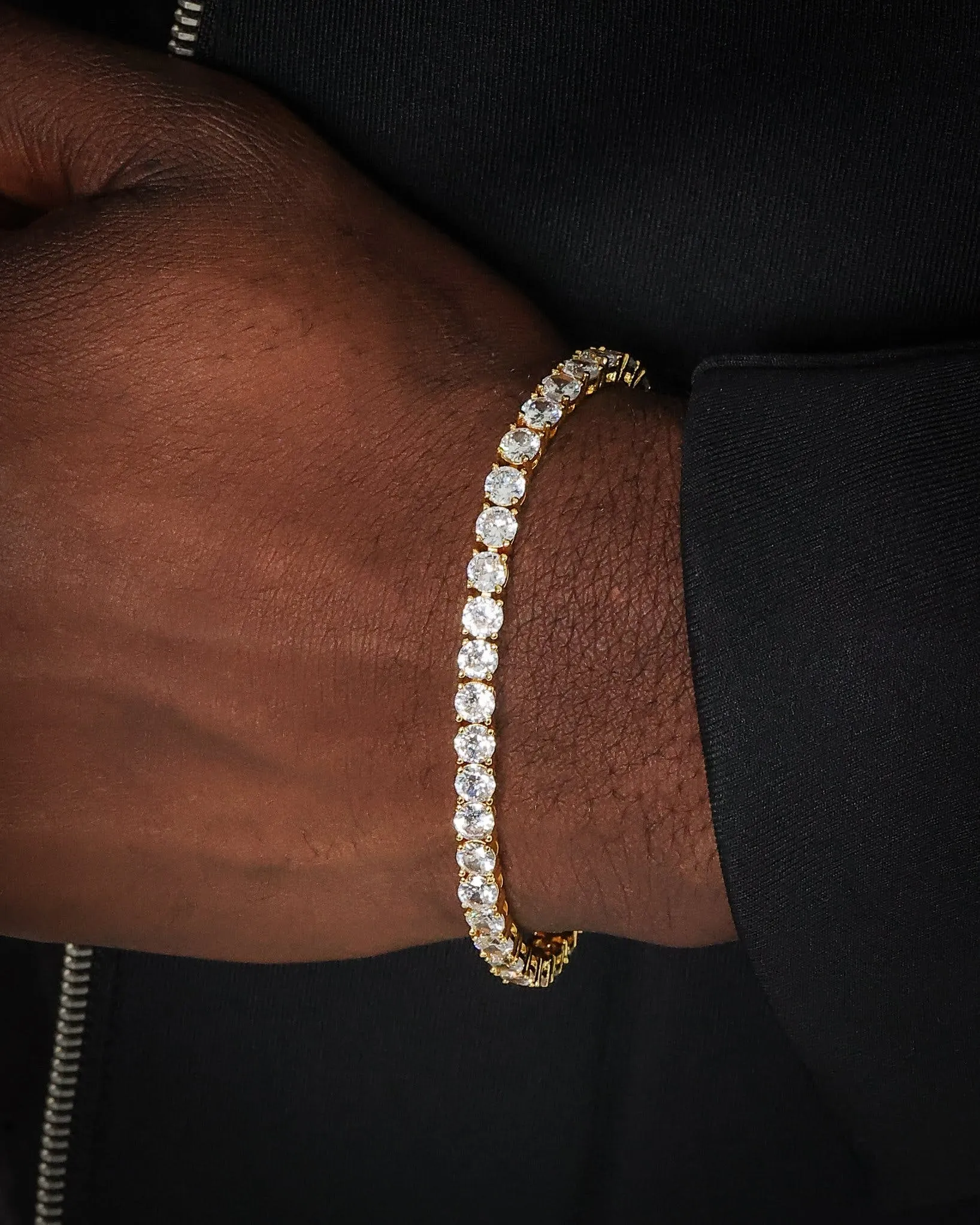 Saint Morta Round Cut 9" Tennis Bracelet Gold Plated