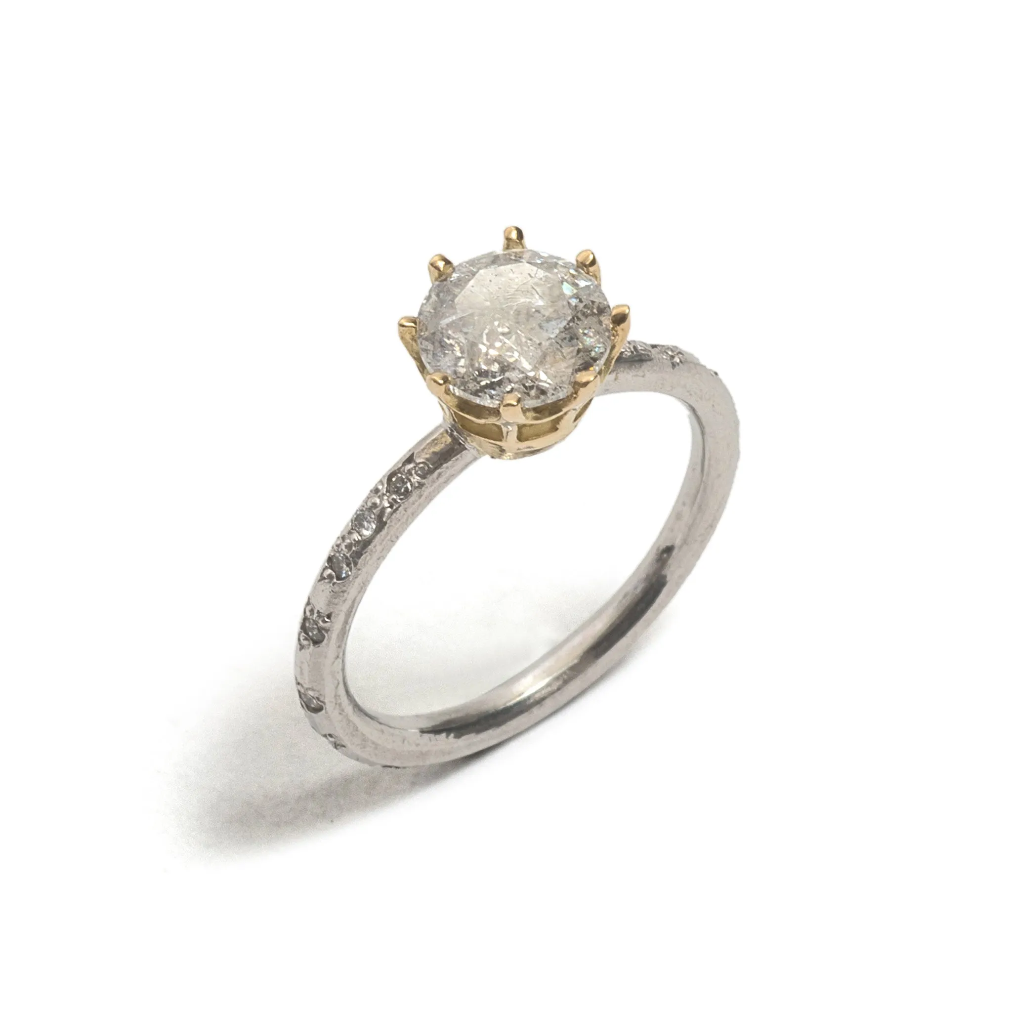 Salt and Pepper Solitaire Ring Pieces of Eight