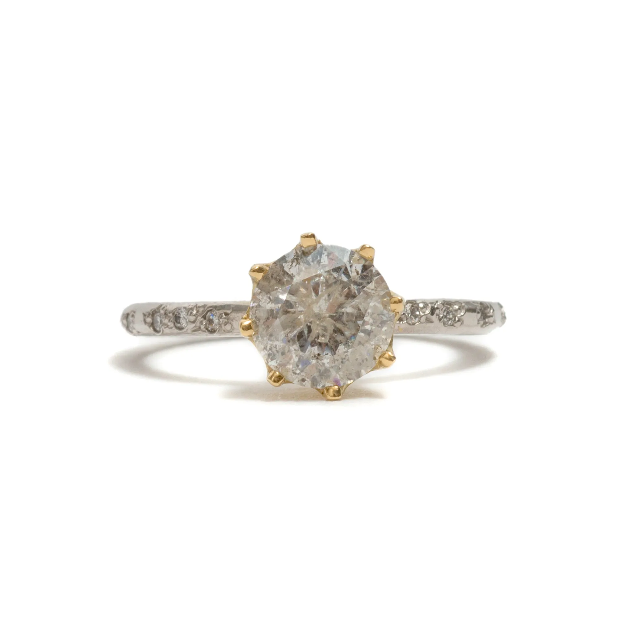 Salt and Pepper Solitaire Ring Pieces of Eight