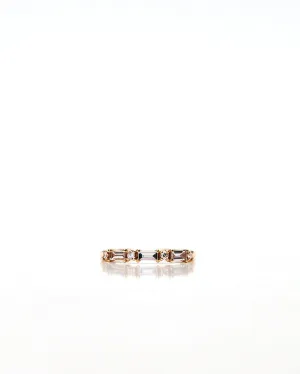 Sania Art Deco Baguette 18K Gold, Whitegold or Rosegold Ring w. Diamonds