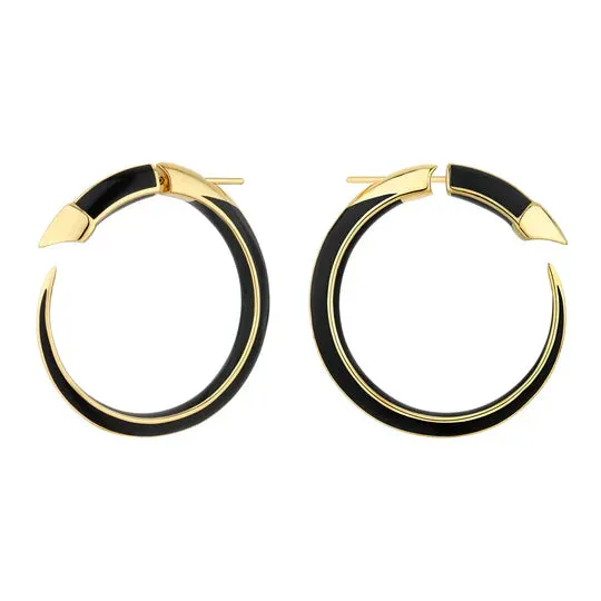 Shaun Leane Sabre Solis 18ct Yellow Gold Vermeil Sterling Silver Jet Ceramic Hoop Earrings