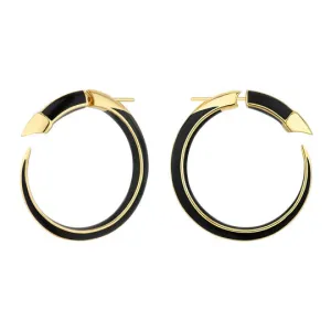 Shaun Leane Sabre Solis 18ct Yellow Gold Vermeil Sterling Silver Jet Ceramic Hoop Earrings