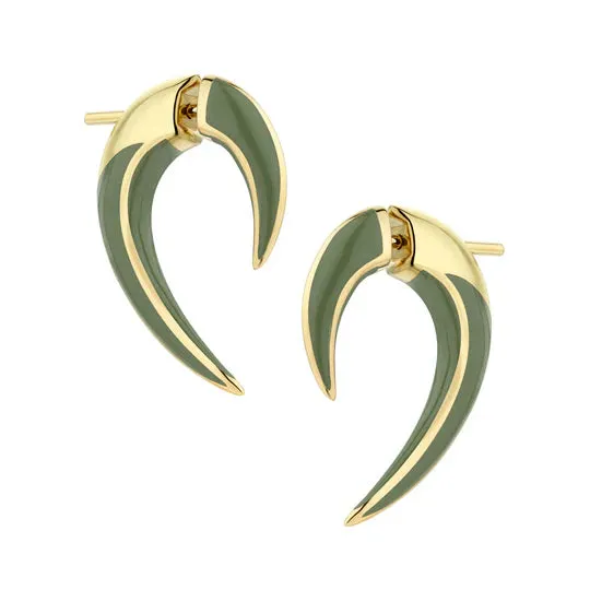 Shaun Leane Sabre Solis Talon 18ct Yellow Gold Vermeil Sterling Silver Leaf Ceramic Earrings