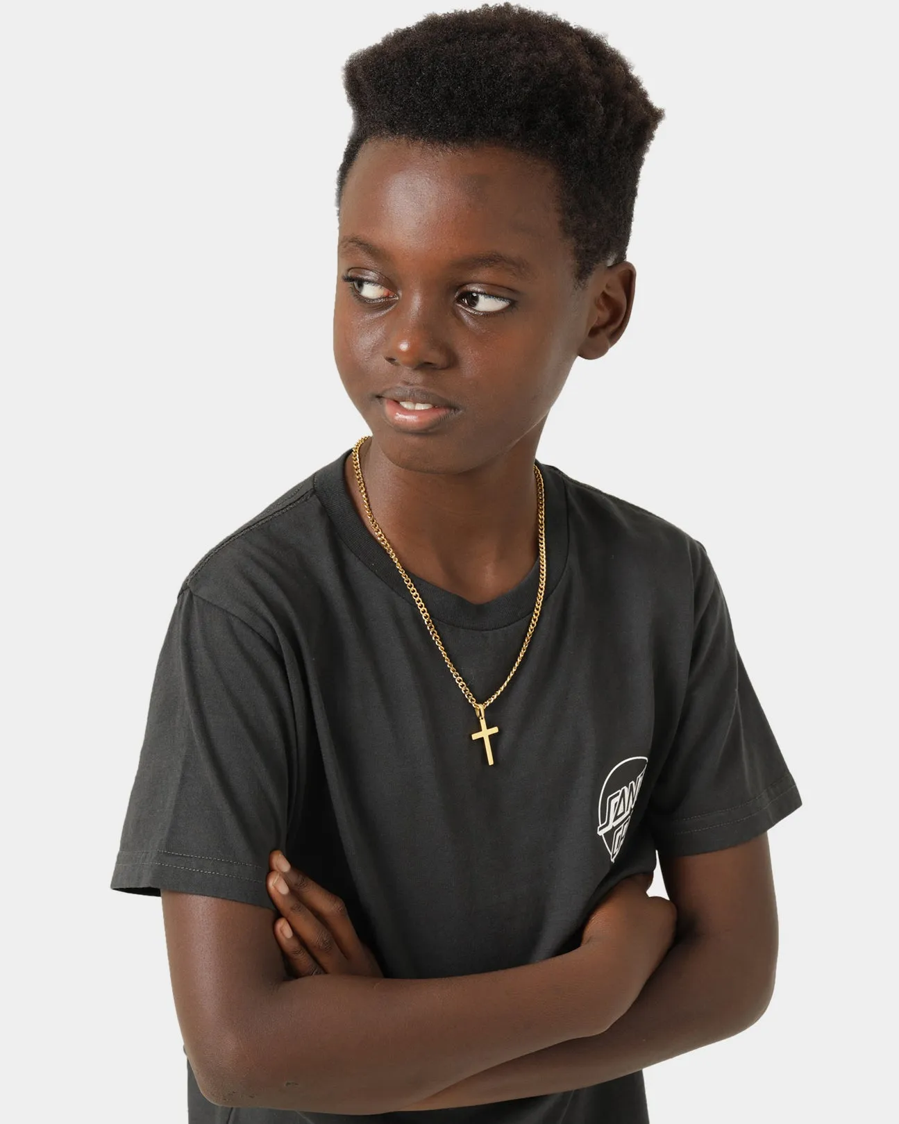 Shortie Kids' Cross Pendant Micro 4mm Chain Gold