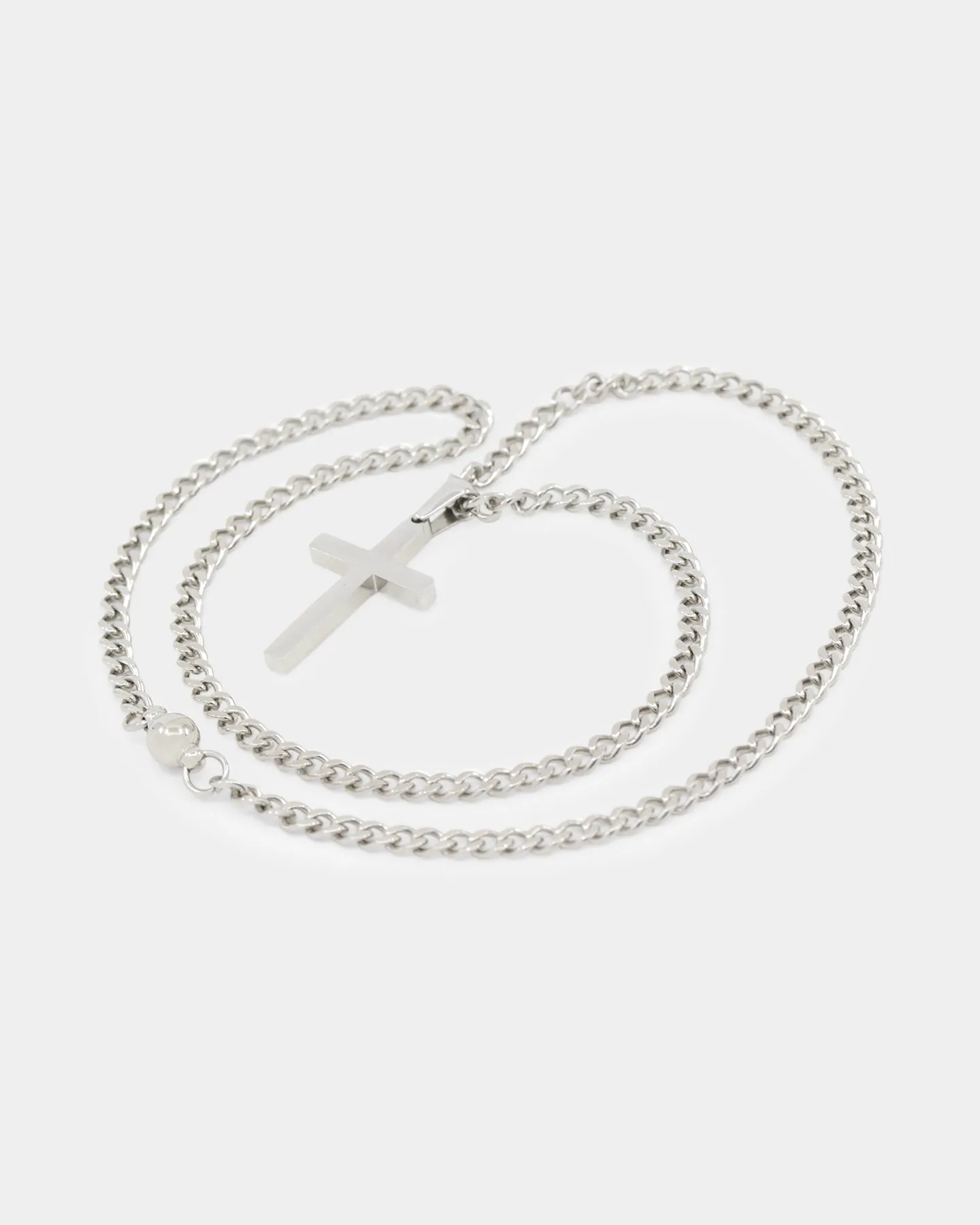 Shortie Kids' Cross Pendant Micro 4mm Chain Silver