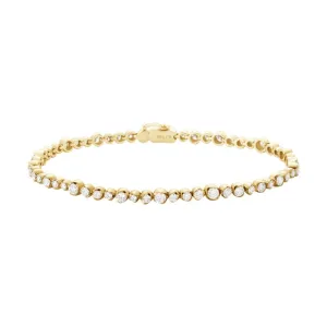 Signature Tennis 18K Gold Bracelet w. Diamonds