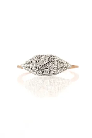 Signet 18K Rosegold & Whitegold Ring w. Diamonds
