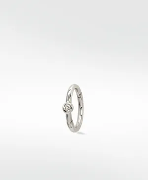 Simple Solitaire 14K Whitegold Hoop w. Lab-Grown Diamond