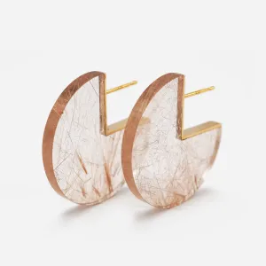 Slice 18K & 10K Gold Earrings w. Rutil Quartz
