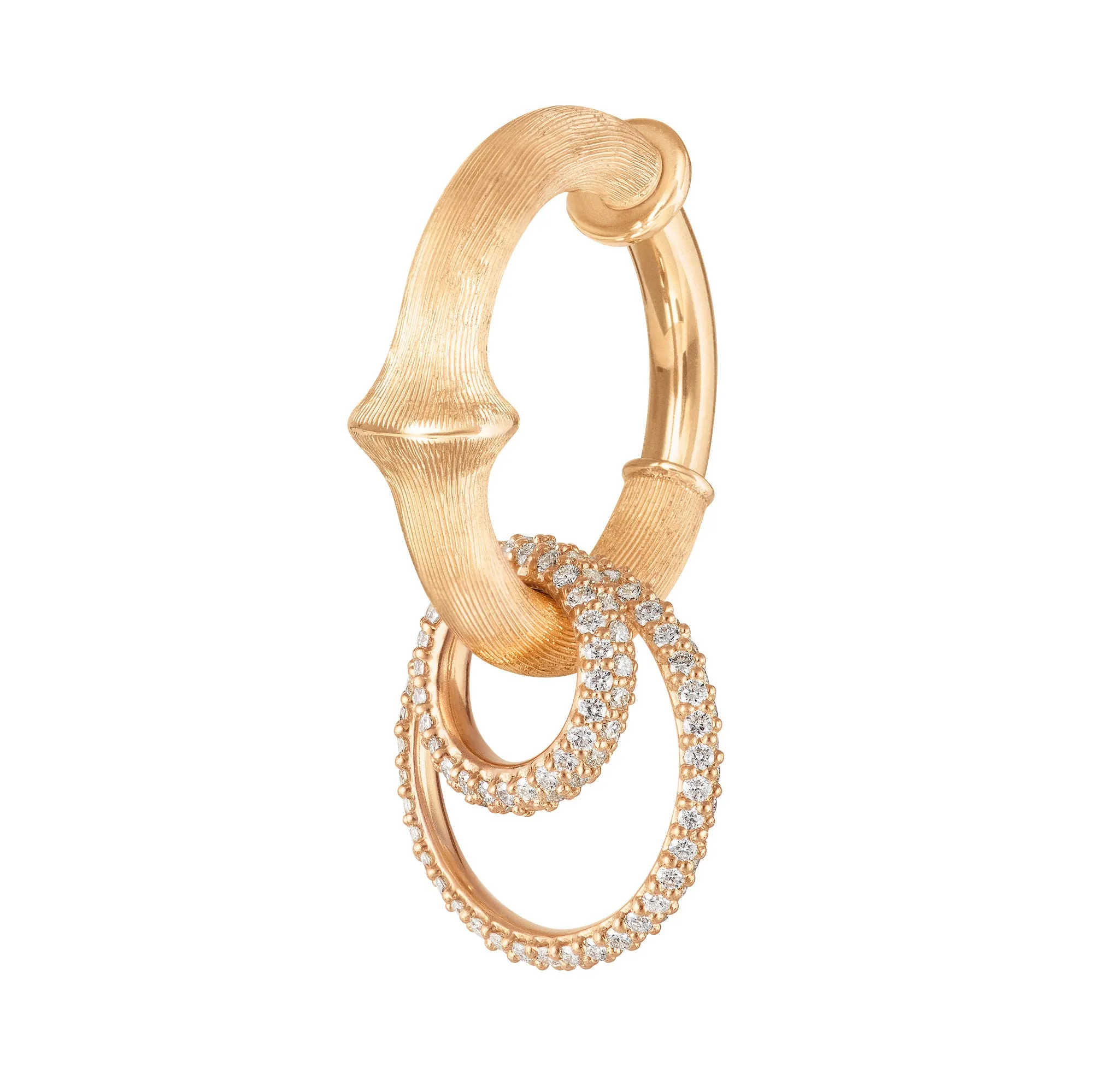 Small Nature 18K Gold Earring-pendant w. Diamonds