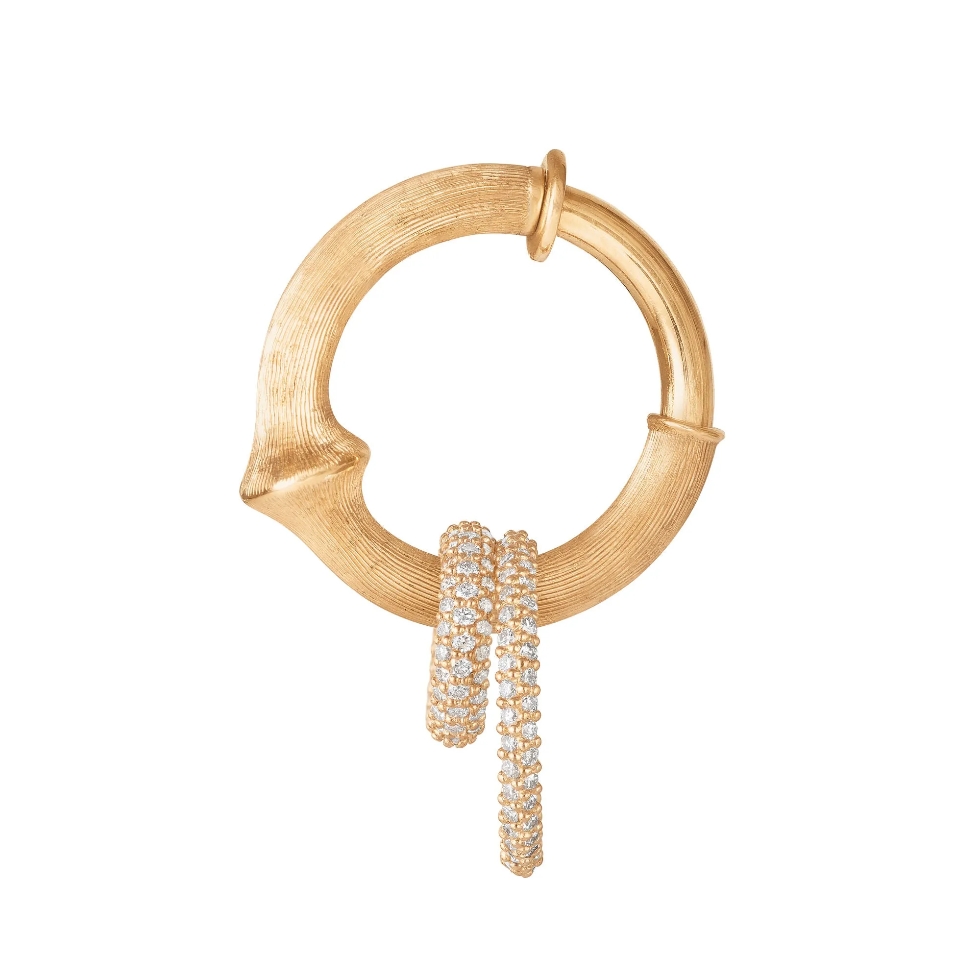 Small Nature 18K Gold Earring-pendant w. Diamonds
