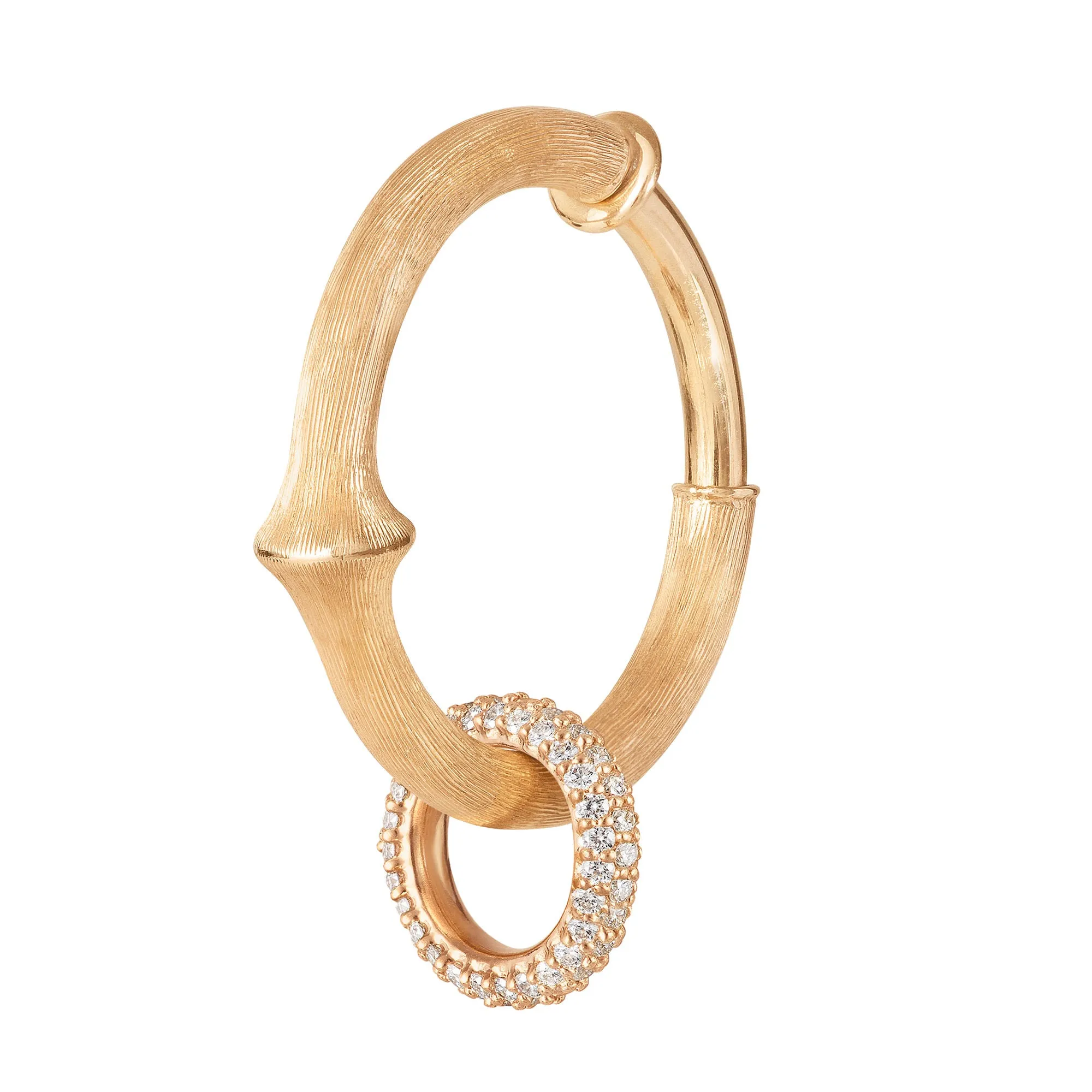 Small Nature 18K Gold Earring-pendant w. Diamonds