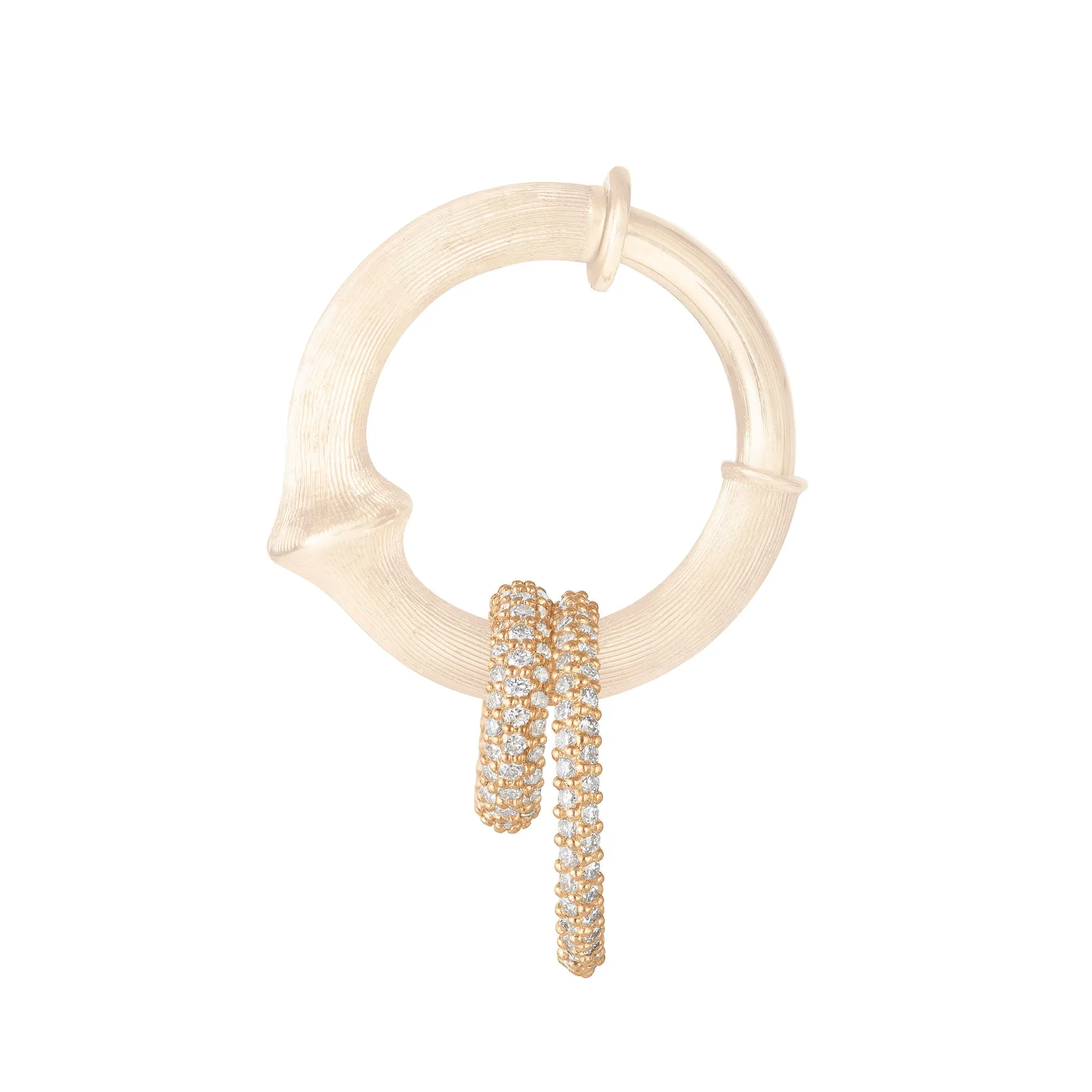 Small Nature 18K Gold Earring-pendant w. Diamonds