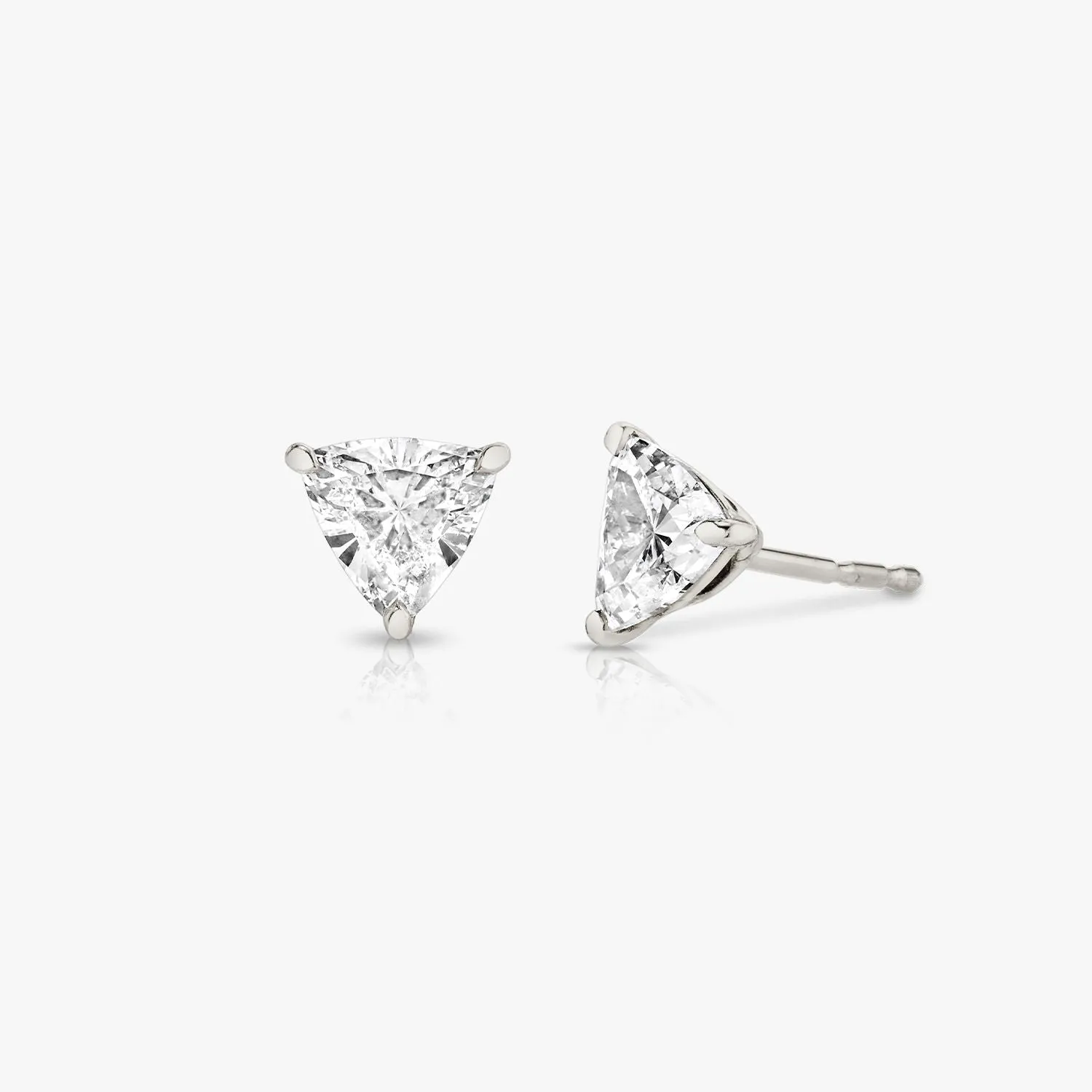 Solitaire Trillion 14K Whitegold Studs w. Lab-Grown Diamonds