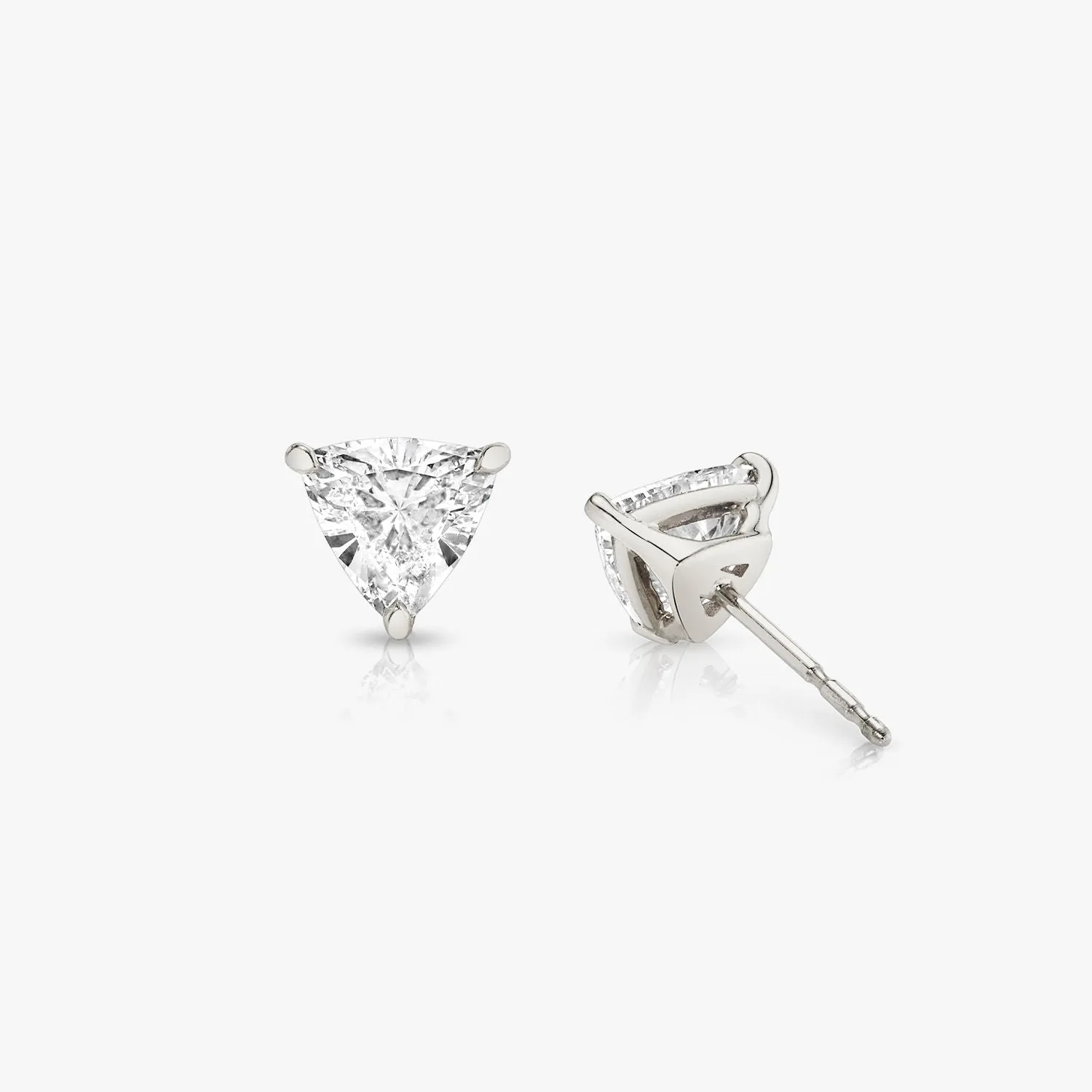 Solitaire Trillion 14K Whitegold Studs w. Lab-Grown Diamonds