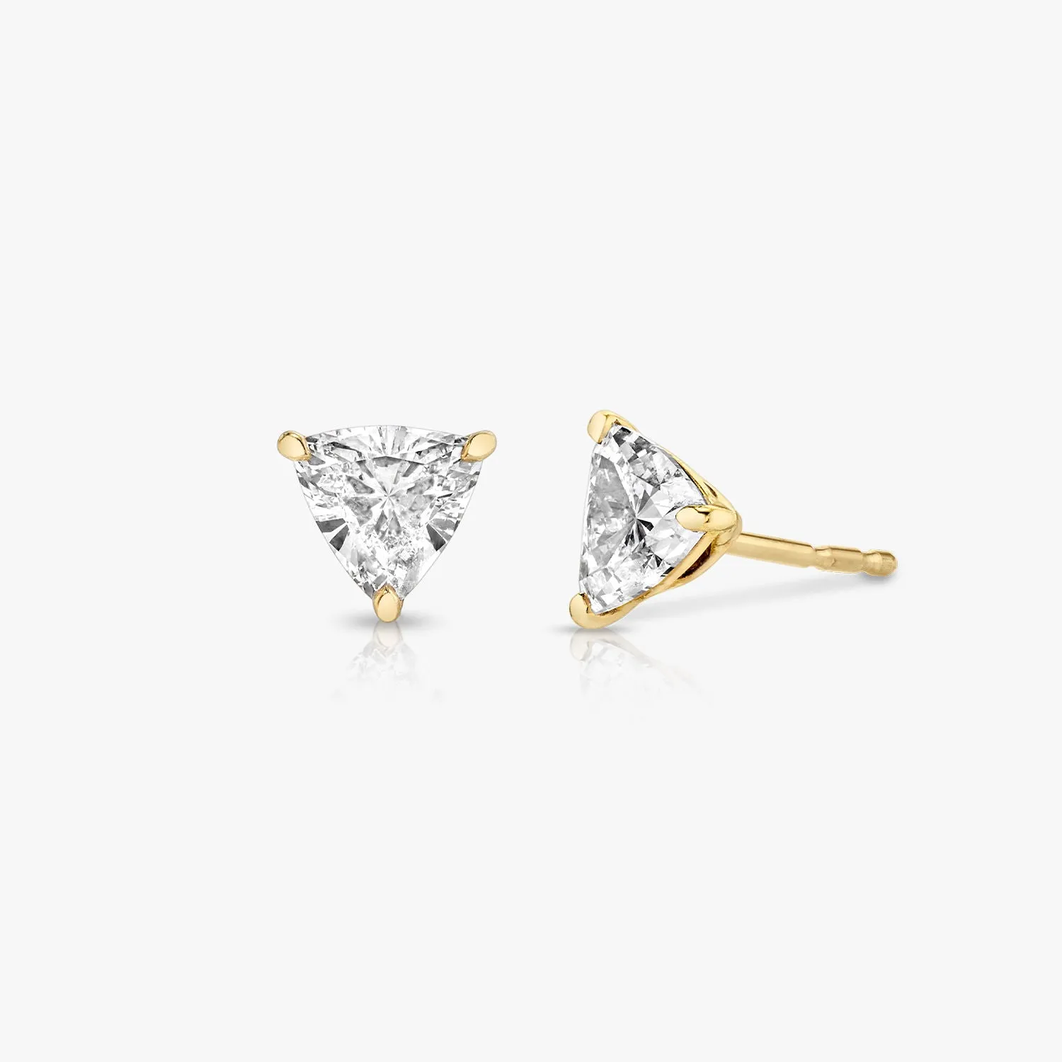 Solitaire Trillion 14K Whitegold Studs w. Lab-Grown Diamonds