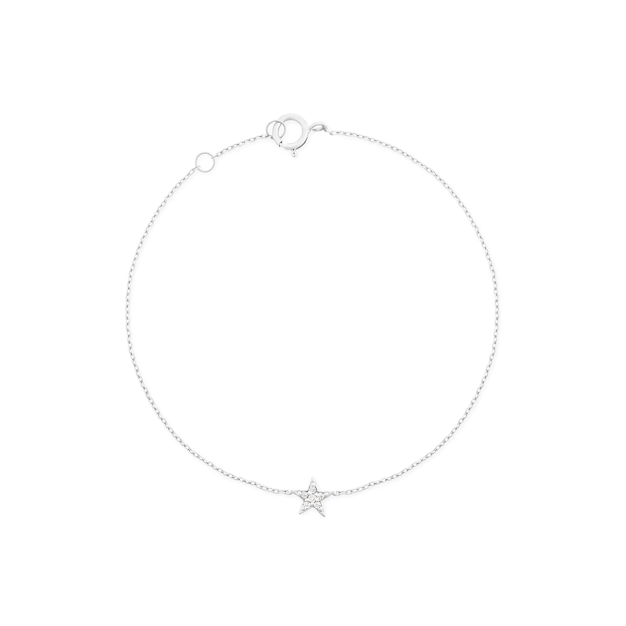 Star 18K White Gold Bracelet w. Diamonds