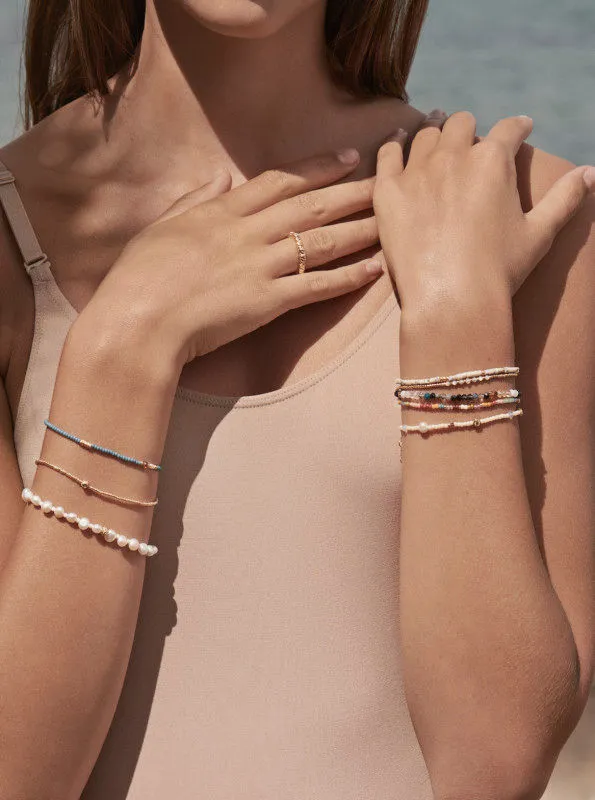 Stellar Pearly Gold Plated Bracelet w. Pearls