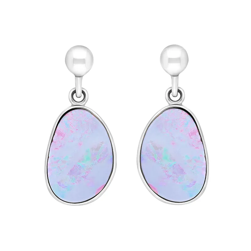 Sterling Silver Abstract Opal Doublet Drop Earrings D
