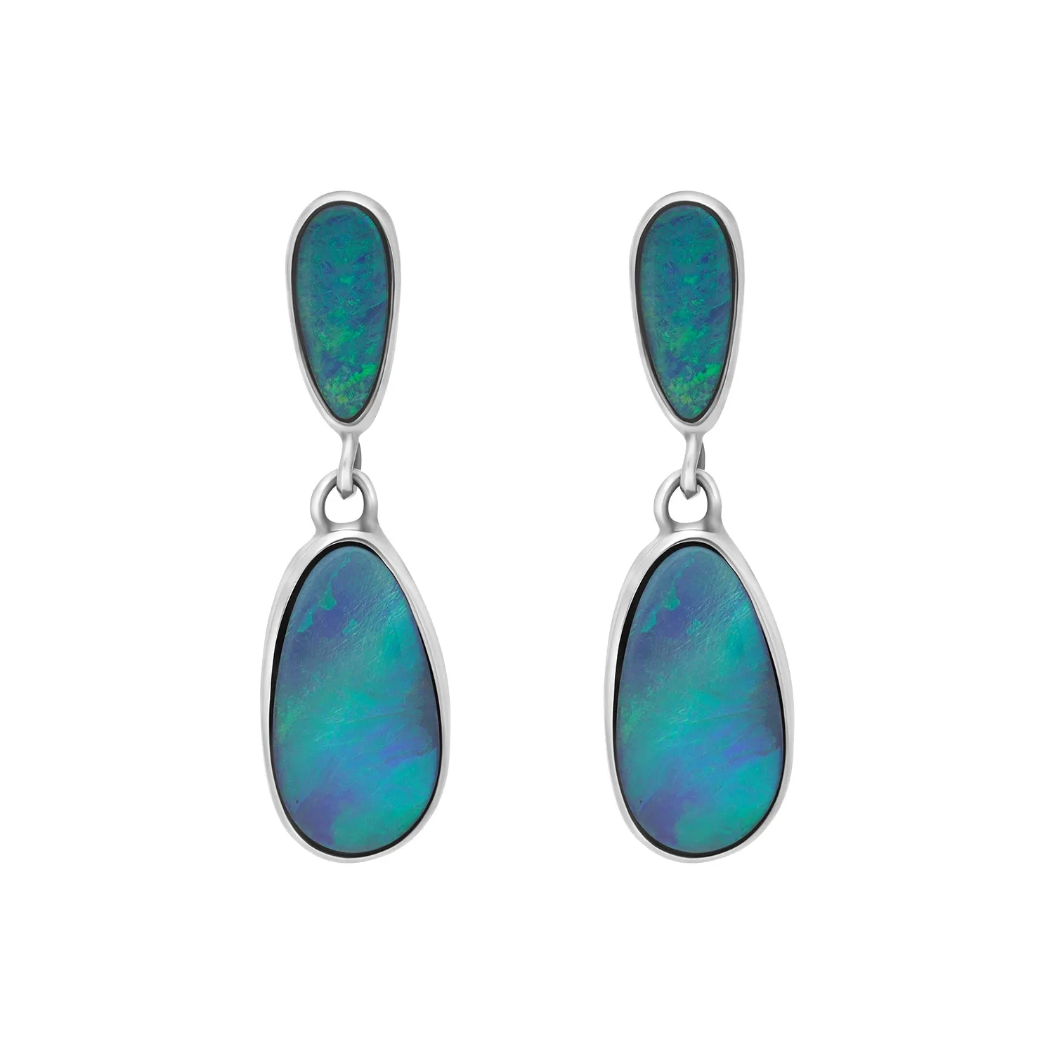 Sterling Silver Abstract Opal Doublet Drop Earrings D