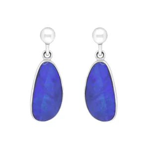 Sterling Silver Abstract Opal Doublet Drop Earrings D