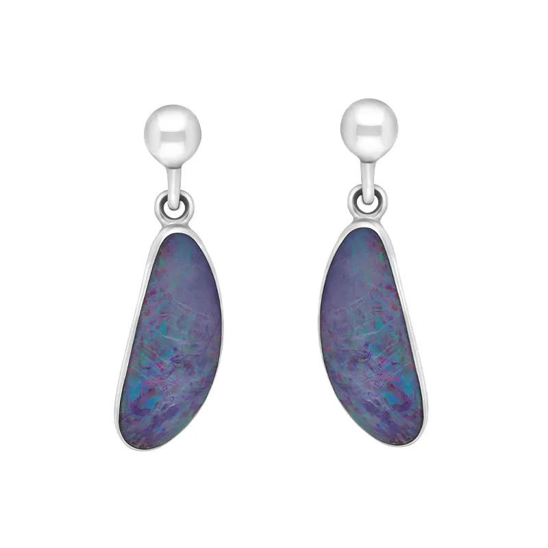 Sterling Silver Abstract Opal Doublet Drop Earrings D