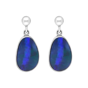 Sterling Silver Abstract Opal Doublet Drop Earrings D