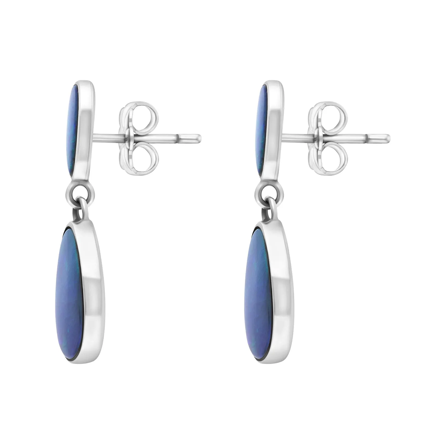 Sterling Silver Abstract Opal Doublet Drop Earrings D