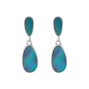 Sterling Silver Abstract Opal Doublet Drop Earrings D