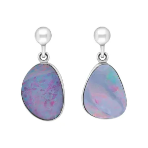 Sterling Silver Abstract Opal Doublet Drop Earrings D