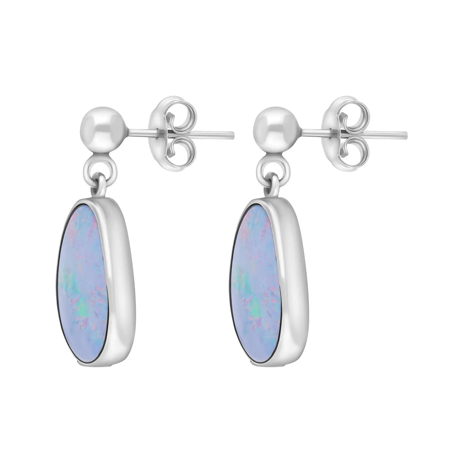 Sterling Silver Abstract Opal Doublet Drop Earrings D