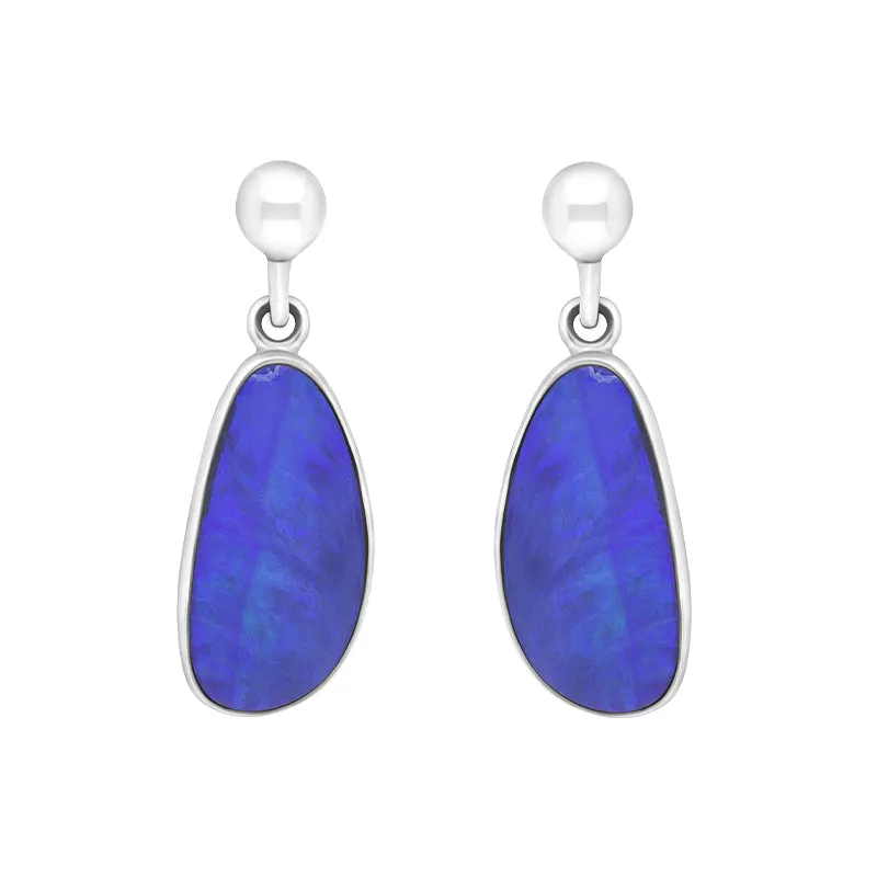 Sterling Silver Abstract Opal Doublet Drop Earrings D