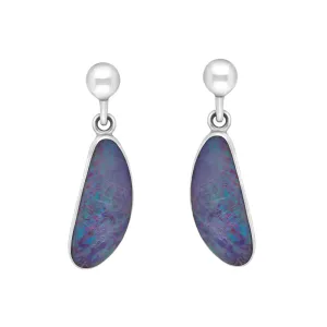 Sterling Silver Abstract Opal Doublet Drop Earrings D