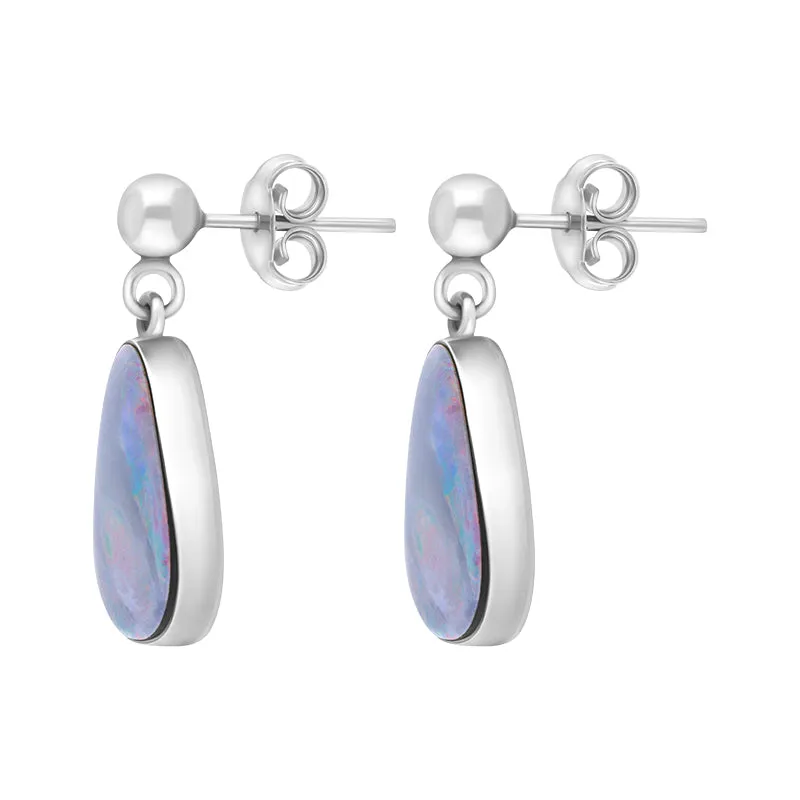 Sterling Silver Abstract Opal Doublet Drop Earrings D