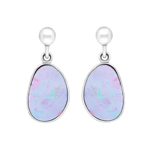 Sterling Silver Abstract Opal Doublet Drop Earrings D