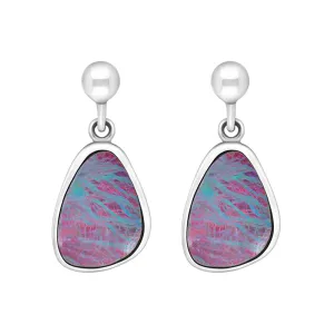 Sterling Silver Abstract Opal Doublet Drop Earrings D