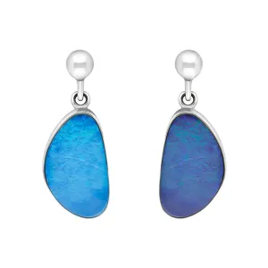 Sterling Silver Abstract Oval Opal Doublet Drop Earrings D