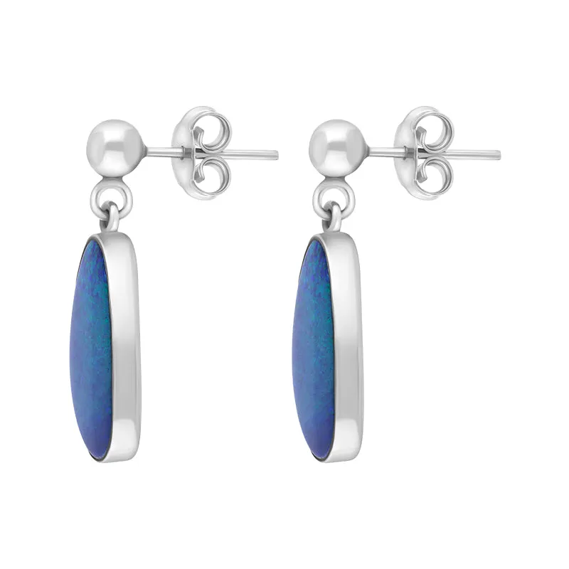 Sterling Silver Abstract Oval Opal Doublet Drop Earrings D