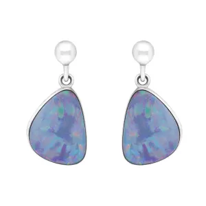 Sterling Silver Abstract Triangle Opal Doublet Drop Earrings D