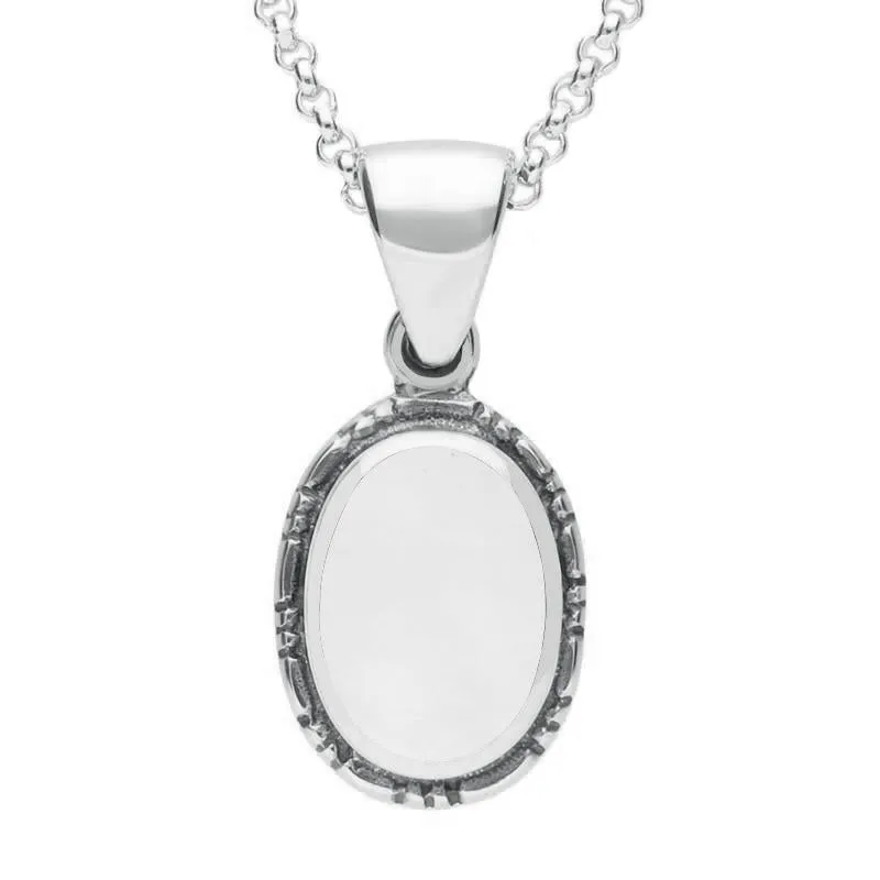 Sterling Silver Bauxite Oval Rope Edge Drop Necklace