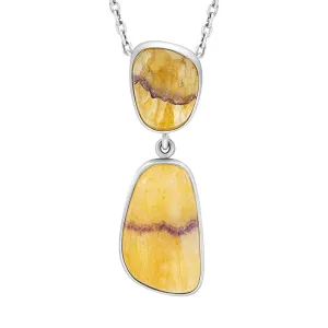 Sterling Silver Blue John Abstract Two Stone Drop Necklace D