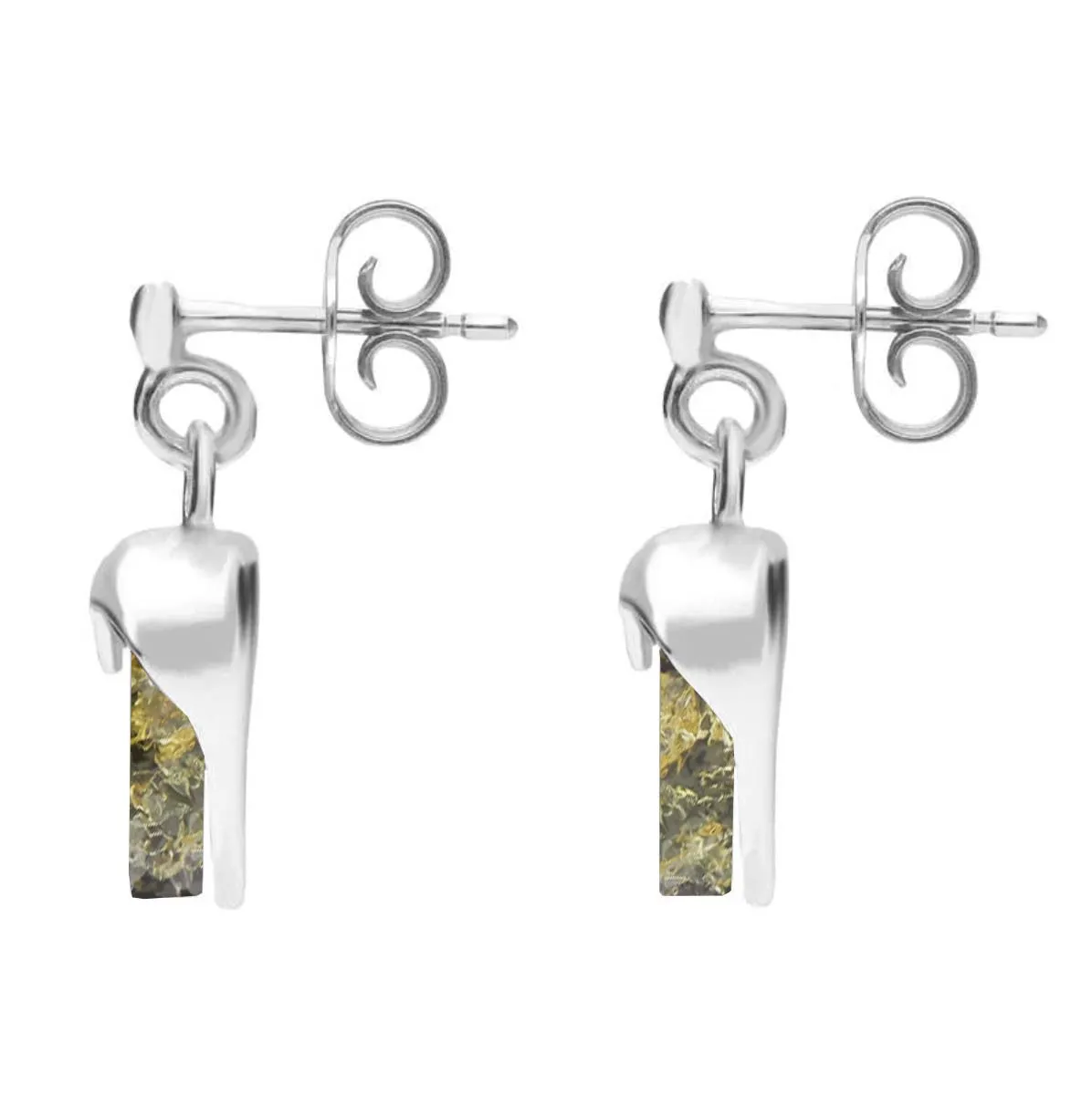 Sterling Silver Green Amber Small Heart Earrings