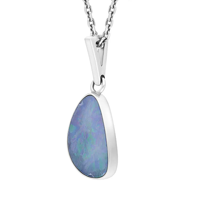 Sterling Silver Opal Doublet Abstract Necklace D