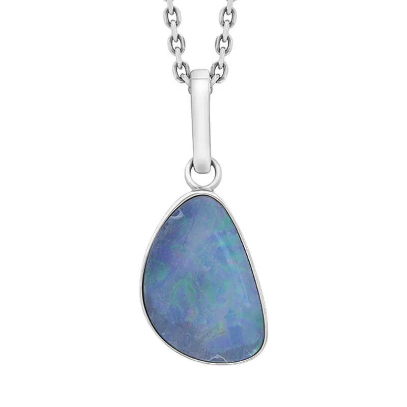 Sterling Silver Opal Doublet Abstract Necklace D